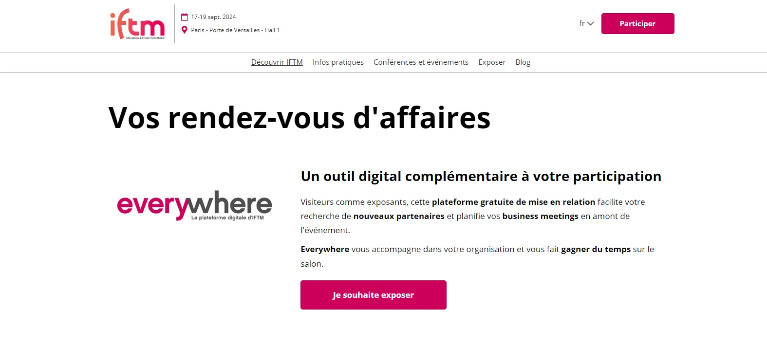 Plateforme de rendez-vous d'IFTM utilisée pour réserver un créneau au Village des Médias